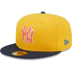 Men's New York Yankees New Era Gold/Azure 100th Anniversary Undervisor 59FIFTY Fitted Hat -San Diego Padres Caps Sales azure new york yankees 100th anniversary undervisor 59fifty fitted hat pi4693000 altimages ff 4693978 a7a385a7c14618c1bf9aalt3 full