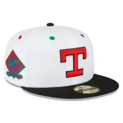 Men's Texas Rangers New Era White/Black Final Season At Arlington Stadium Primary Eye 59FIFTY Fitted Hat