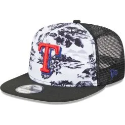 Men's Texas Rangers New Era White/Black Vacay 2.0 A-Frame Trucker 9FIFTY Snapback Hat