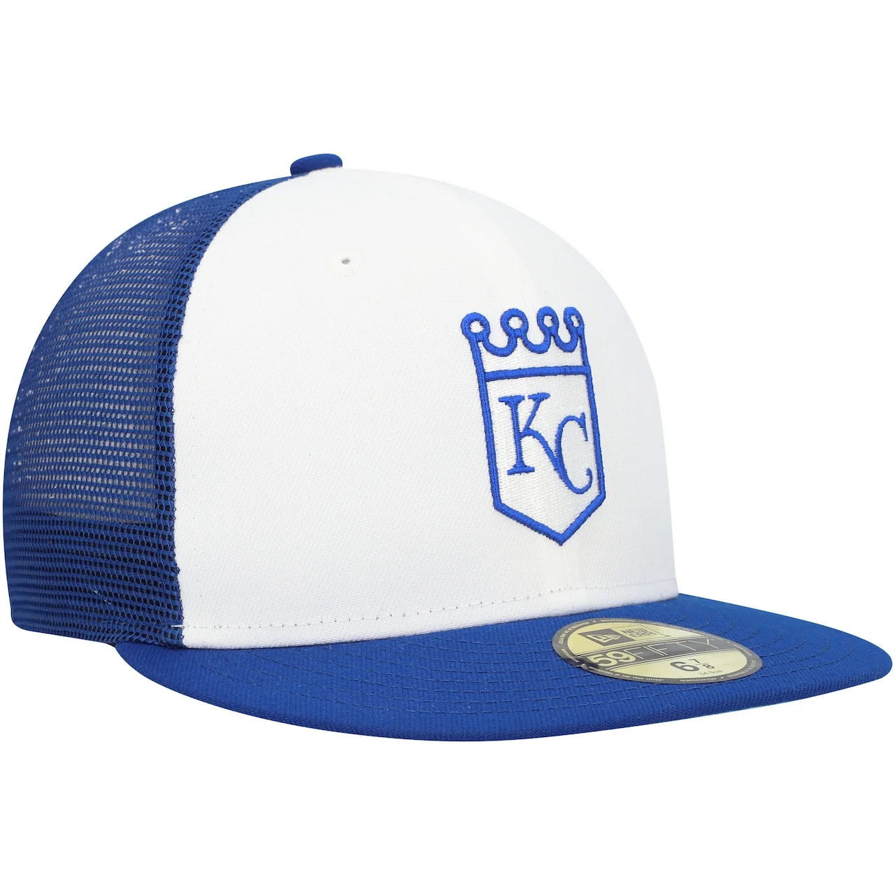 Men's Kansas City Royals New Era White/Blue 2023 On-Field Batting Practice 59FIFTY Fitted Hat 5 Men's Kansas City Royals New Era White/Blue 2023 On-Field Batting Practice 59FIFTY Fitted Hat - Image 3