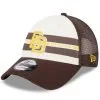 Men's San Diego Padres New Era White/Brown Team Stripe Trucker 9FORTY Snapback Hat