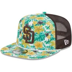 Men's San Diego Padres New Era White/Brown Tropic Floral Golfer Snapback Hat