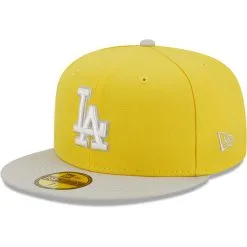 Men's Los Angeles Dodgers New Era Yellow/Gray Spring Color Pack Two-Tone 59FIFTY Fitted Hat