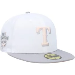 Men's Texas Rangers New Era White/Gray 2010 World Series Side Patch Undervisor 59FIFTY Fitted Hat