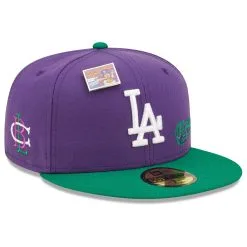 New Era X Big League Chew Men's Los Angeles Dodgers New Era Purple/Green MLB X Big League Chew Ground Ball Grape Flavor Pack 59FIFTY Fitted Hat