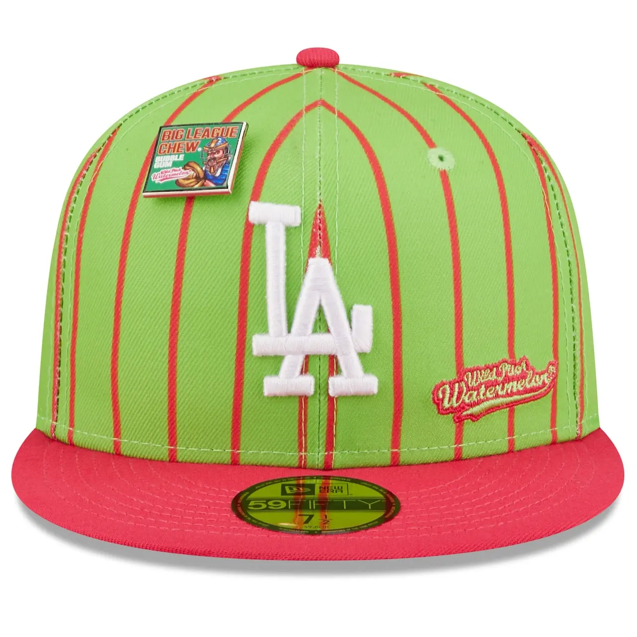 New Era X Big League Chew Men's Los Angeles Dodgers New Era Pink/Green MLB X Big League Chew Wild Pitch Watermelon Flavor Pack 59FIFTY Fitted Hat 4 New Era X Big League Chew Men's Los Angeles Dodgers New Era Pink/Green MLB X Big League Chew Wild Pitch Watermelon Flavor Pack 59FIFTY Fitted Hat - Image 2