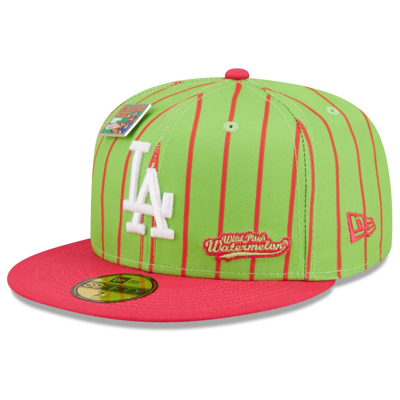 New Era X Big League Chew Men's Los Angeles Dodgers New Era Pink/Green MLB X Big League Chew Wild Pitch Watermelon Flavor Pack 59FIFTY Fitted Hat 5 New Era X Big League Chew Men's Los Angeles Dodgers New Era Pink/Green MLB X Big League Chew Wild Pitch Watermelon Flavor Pack 59FIFTY Fitted Hat - Image 3