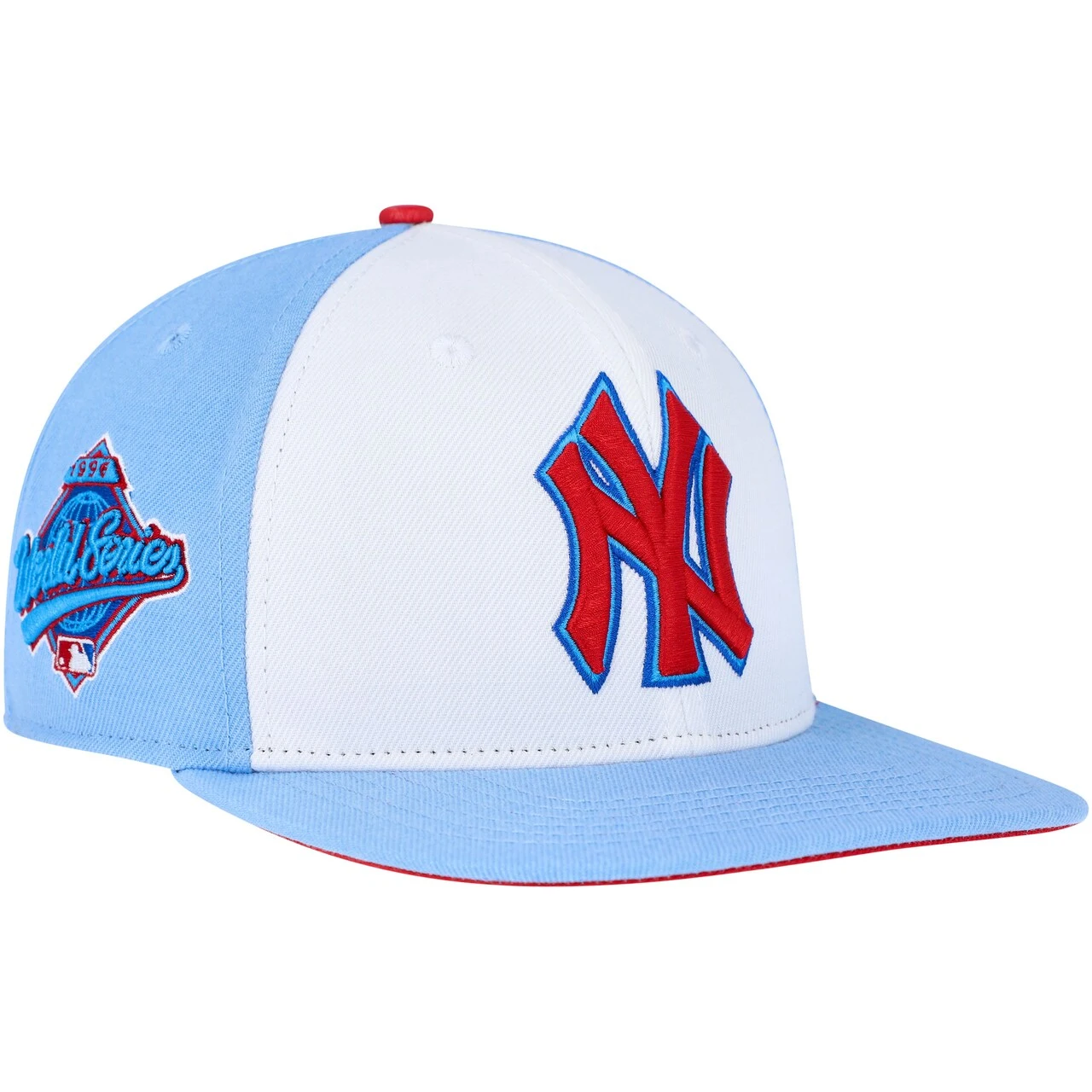 Men's New York Yankees Pro Standard White/Light Blue Blue Raspberry Ice Cream Drip Snapback Hat 3 Men's New York Yankees Pro Standard White/Light Blue Blue Raspberry Ice Cream Drip Snapback Hat