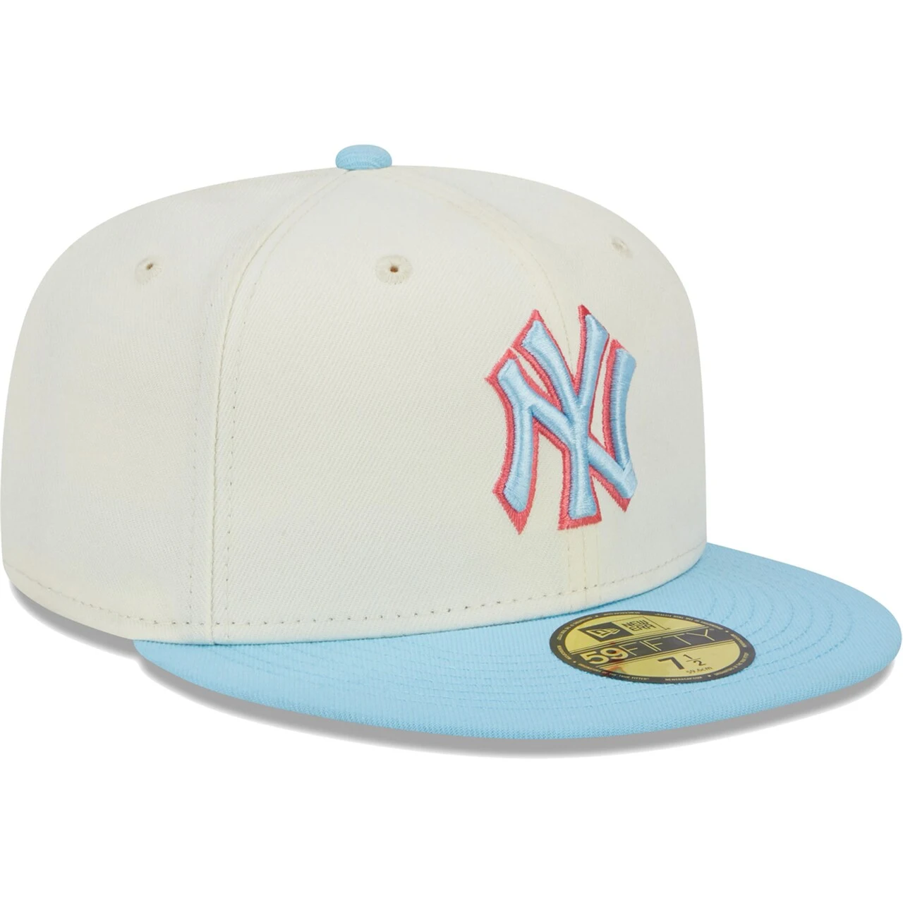 Men's New York Yankees New Era Cream/Light Blue Spring Color Two-Tone 59FIFTY Fitted Hat 5 Men's New York Yankees New Era Cream/Light Blue Spring Color Two-Tone 59FIFTY Fitted Hat - Image 3