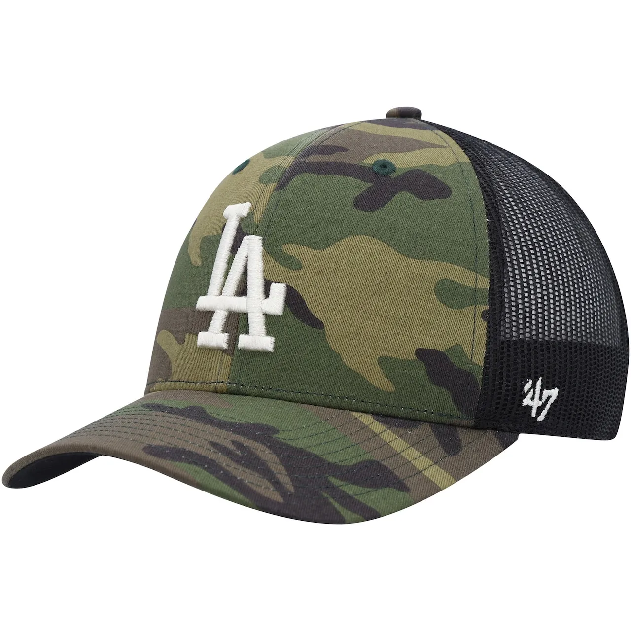 Men's Los Angeles Dodgers '47 Camo Trucker Snapback Hat 3 Men's Los Angeles Dodgers '47 Camo Trucker Snapback Hat