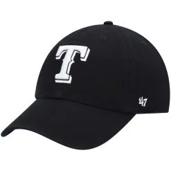Men's Texas Rangers '47 Black On Black Logo Clean Up Adjustable Hat
