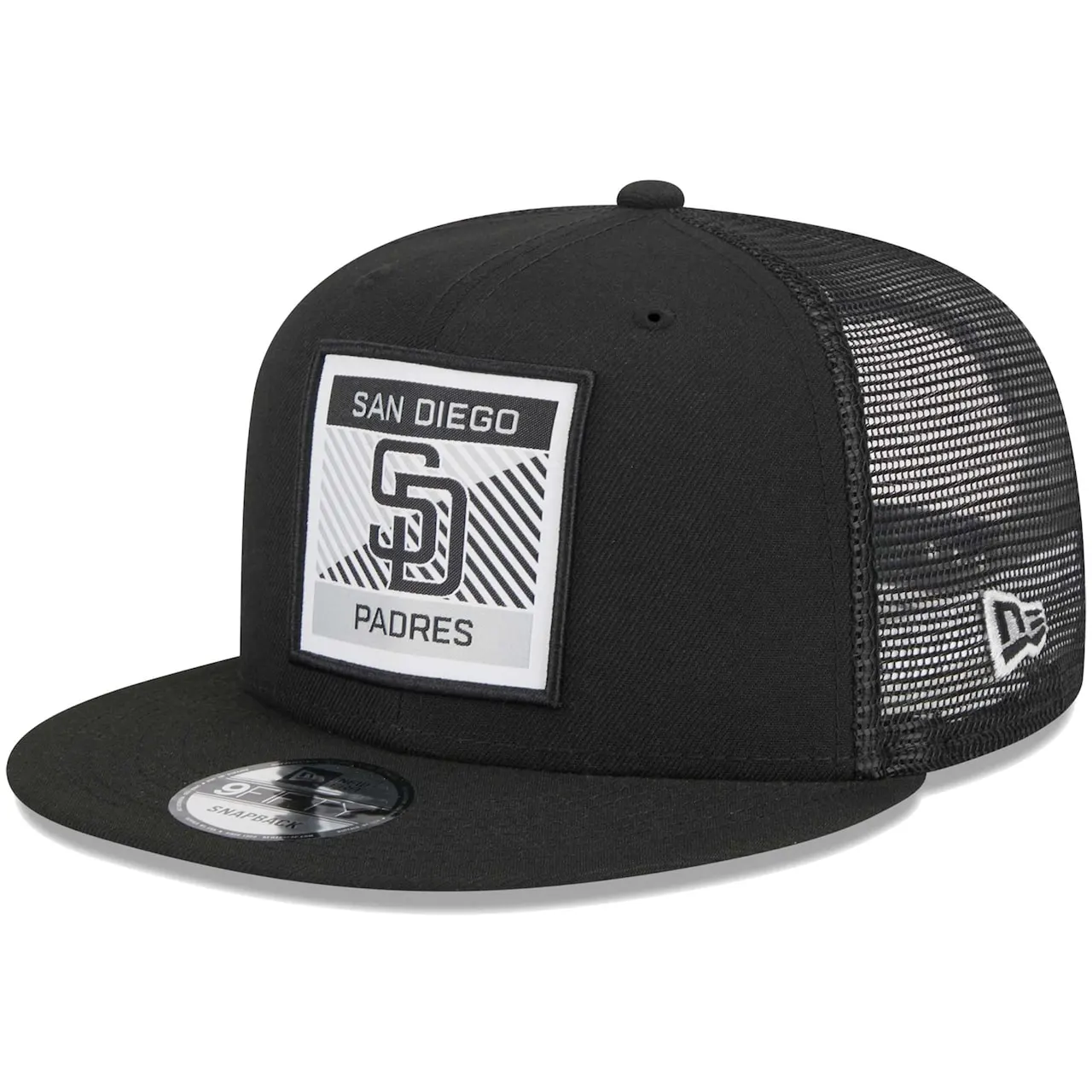 Men's San Diego Padres New Era Black Scratch Squared Trucker 9FIFTY Snapback Hat 3 Men's San Diego Padres New Era Black Scratch Squared Trucker 9FIFTY Snapback Hat