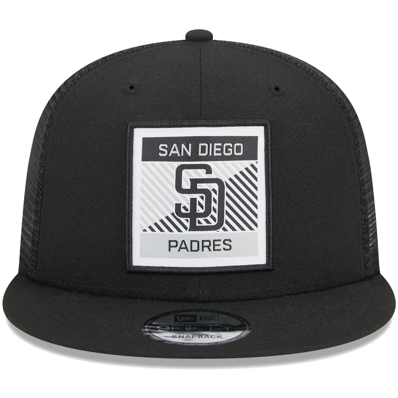 Men's San Diego Padres New Era Black Scratch Squared Trucker 9FIFTY Snapback Hat 4 Men's San Diego Padres New Era Black Scratch Squared Trucker 9FIFTY Snapback Hat - Image 2