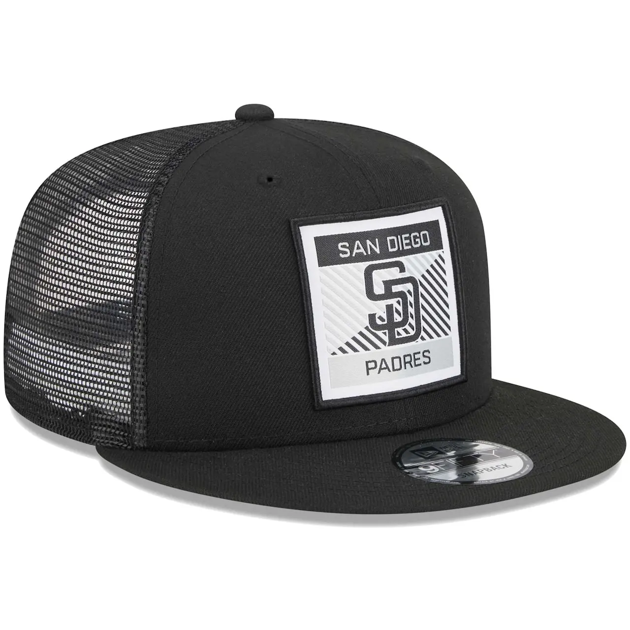Men's San Diego Padres New Era Black Scratch Squared Trucker 9FIFTY Snapback Hat 5 Men's San Diego Padres New Era Black Scratch Squared Trucker 9FIFTY Snapback Hat - Image 3