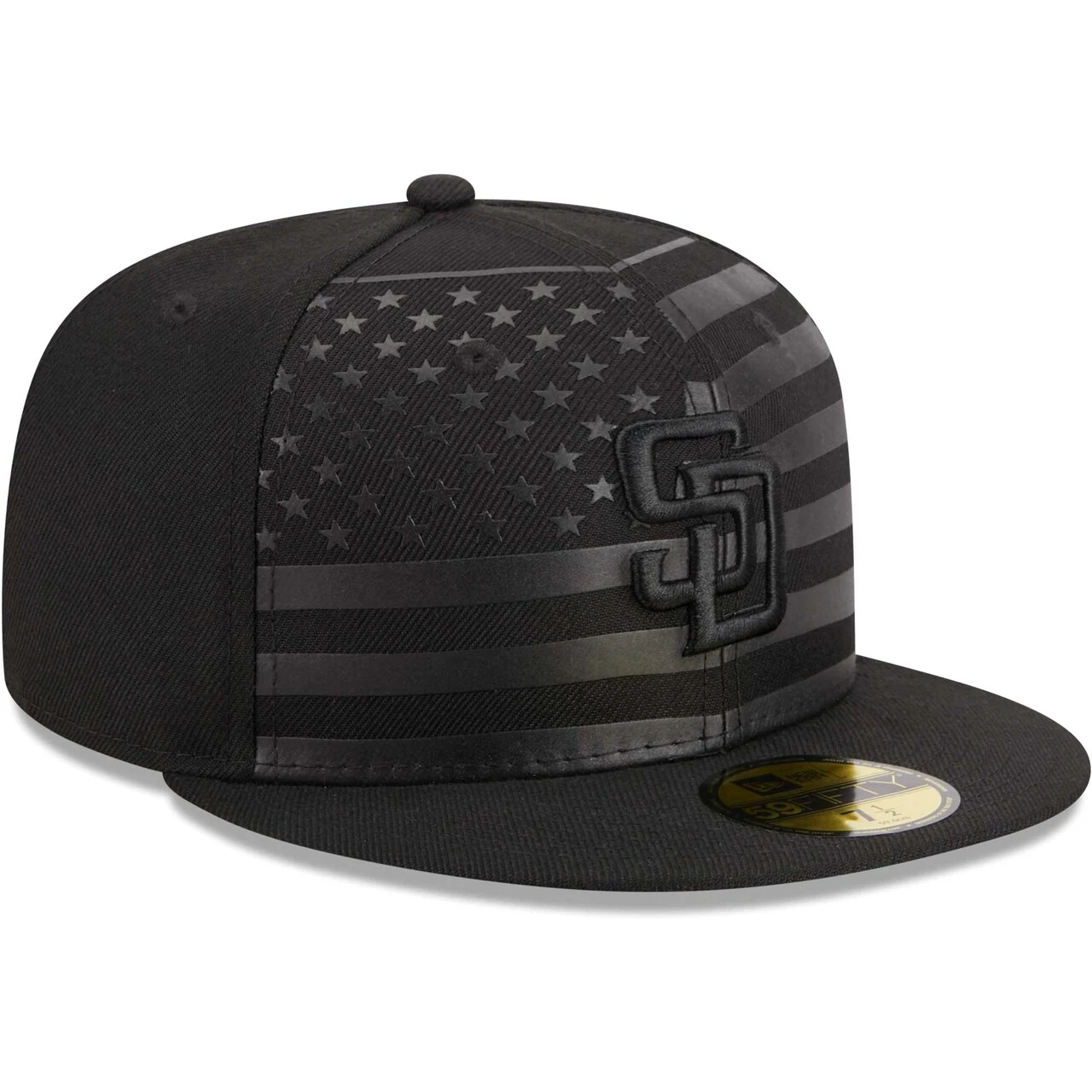 Men's San Diego Padres New Era Black Tonal Flag 59FIFTY Fitted Hat 5 Men's San Diego Padres New Era Black Tonal Flag 59FIFTY Fitted Hat - Image 3