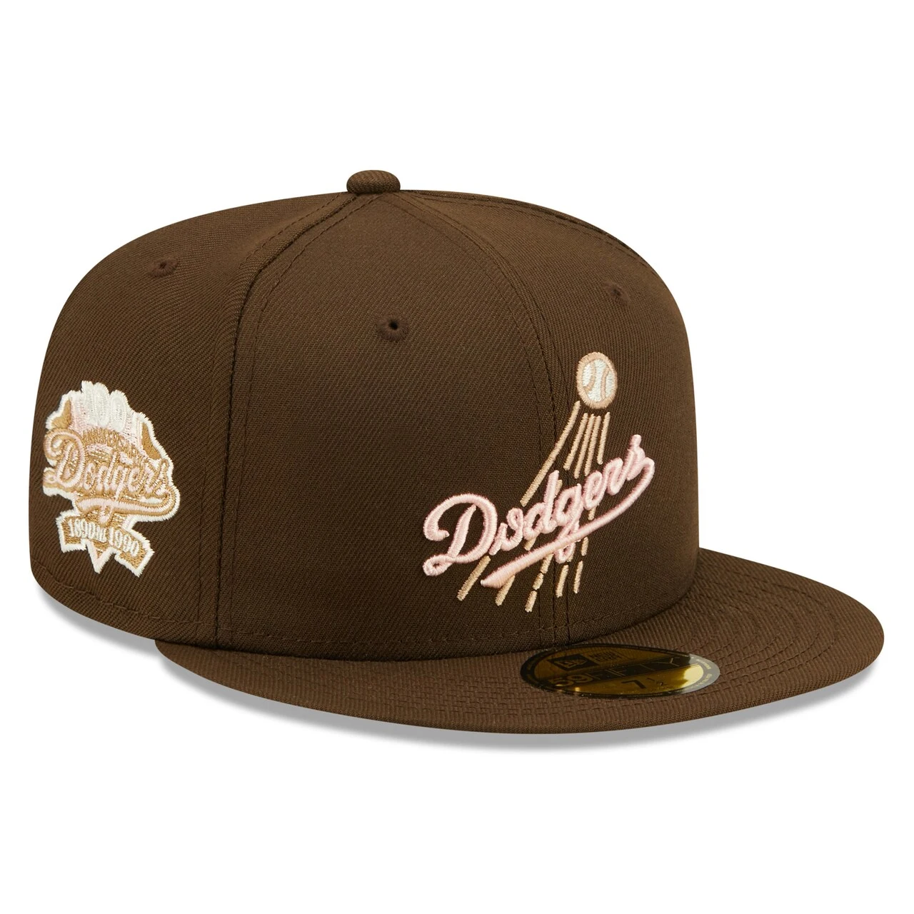 Men's Los Angeles Dodgers New Era Brown 100th Anniversary Pink Undervisor 59FIFTY Fitted Hat 3 Men's Los Angeles Dodgers New Era Brown 100th Anniversary Pink Undervisor 59FIFTY Fitted Hat