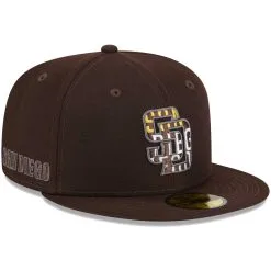 Men's San Diego Padres New Era Brown Script Fill 59FIFTY Fitted Hat