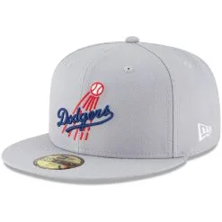 Men's Los Angeles Dodgers New Era Gray Cooperstown Collection Logo 59FIFTY Fitted Hat