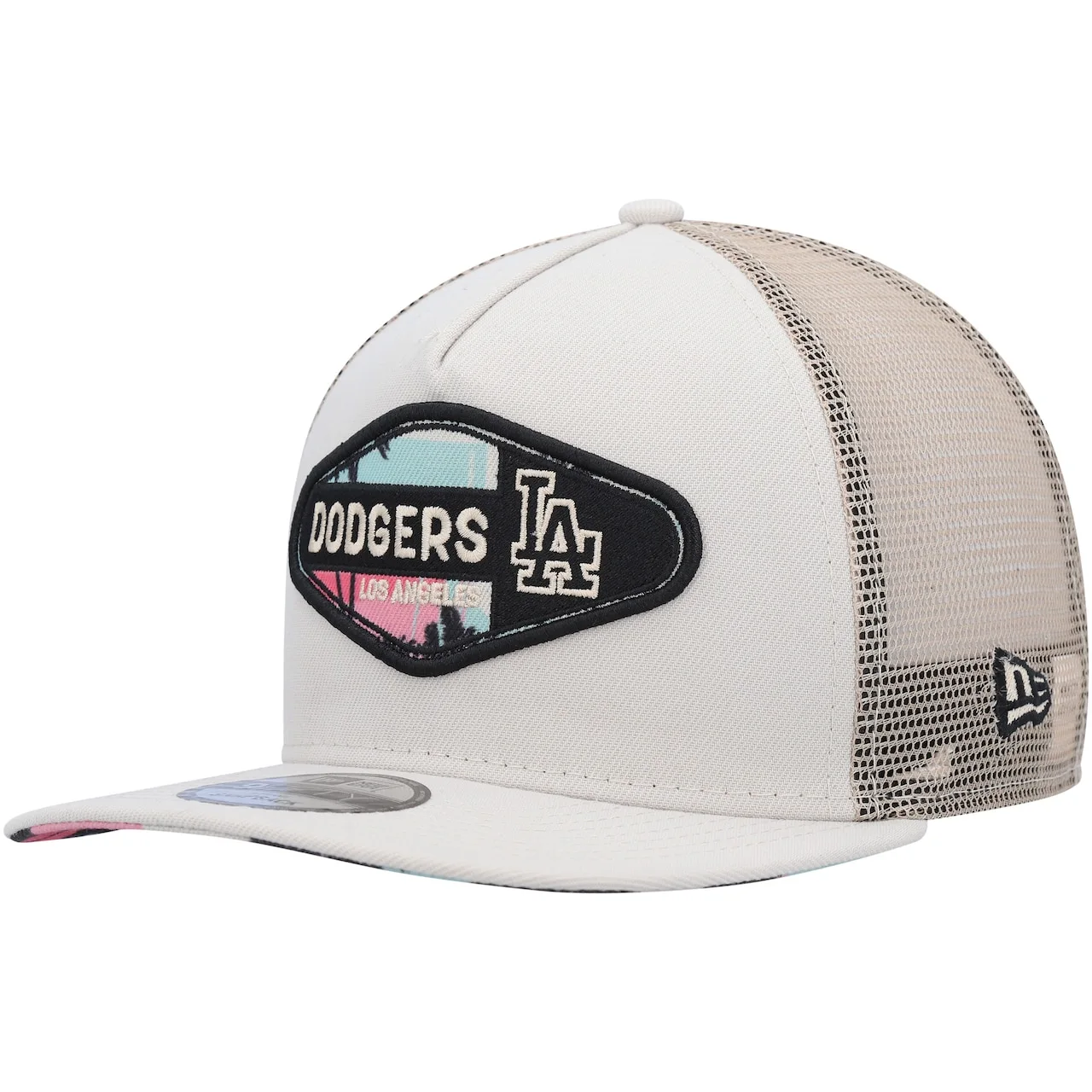 Men's Los Angeles Dodgers New Era Natural Retro Beachin' Patch A-Frame Trucker 9FIFTY Snapback Hat 3 Men's Los Angeles Dodgers New Era Natural Retro Beachin' Patch A-Frame Trucker 9FIFTY Snapback Hat