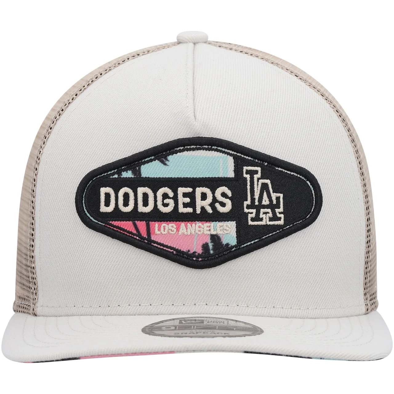 Men's Los Angeles Dodgers New Era Natural Retro Beachin' Patch A-Frame Trucker 9FIFTY Snapback Hat 4 Men's Los Angeles Dodgers New Era Natural Retro Beachin' Patch A-Frame Trucker 9FIFTY Snapback Hat - Image 2