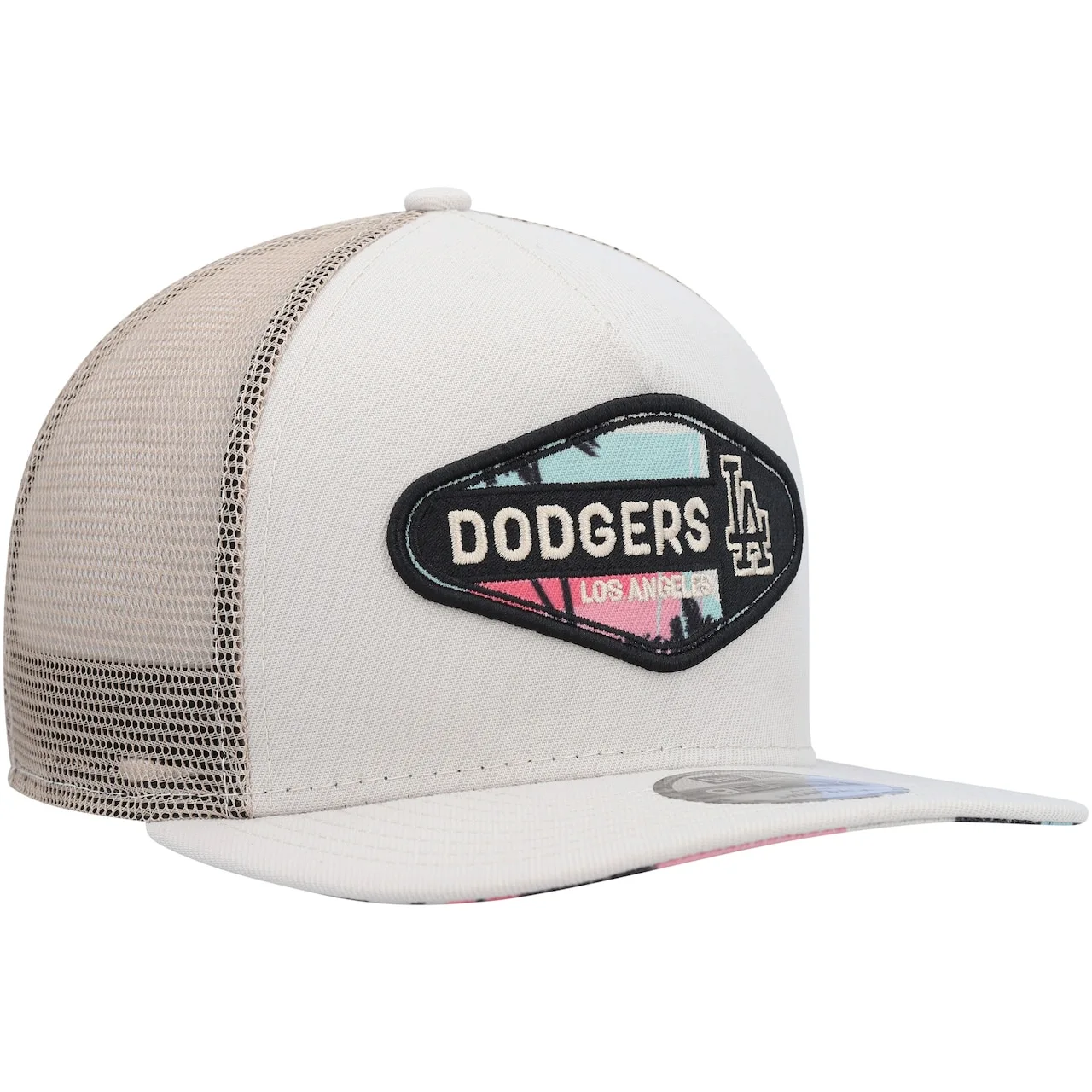 Men's Los Angeles Dodgers New Era Natural Retro Beachin' Patch A-Frame Trucker 9FIFTY Snapback Hat 5 Men's Los Angeles Dodgers New Era Natural Retro Beachin' Patch A-Frame Trucker 9FIFTY Snapback Hat - Image 3