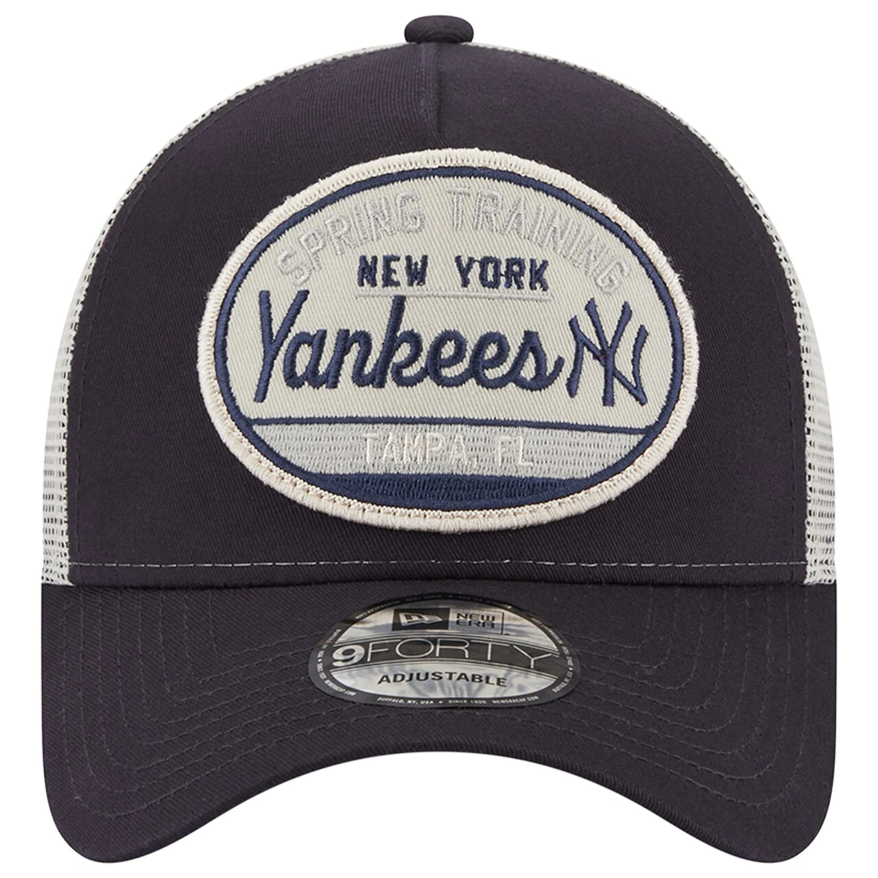 Men's New York Yankees New Era Navy 2023 Spring Training Patch A-Frame Trucker 9FORTY Snapback Hat 4 Men's New York Yankees New Era Navy 2023 Spring Training Patch A-Frame Trucker 9FORTY Snapback Hat - Image 2