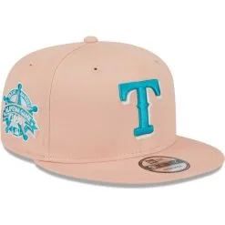Men's Texas Rangers New Era Pink Sky Aqua Undervisor 9FIFTY Snapback Hat