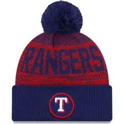 Men's Texas Rangers New Era Royal Authentic Collection Sport Cuffed Knit Hat With Pom