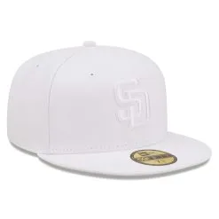 Men's San Diego Padres New Era White On White 59FIFTY Fitted Hat -San Diego Padres Caps Sales mens new era san diego padres white on white 59fifty fitted hat pi4731000 altimages ff 4731077 3b322fffc9227e60b8baalt3 full