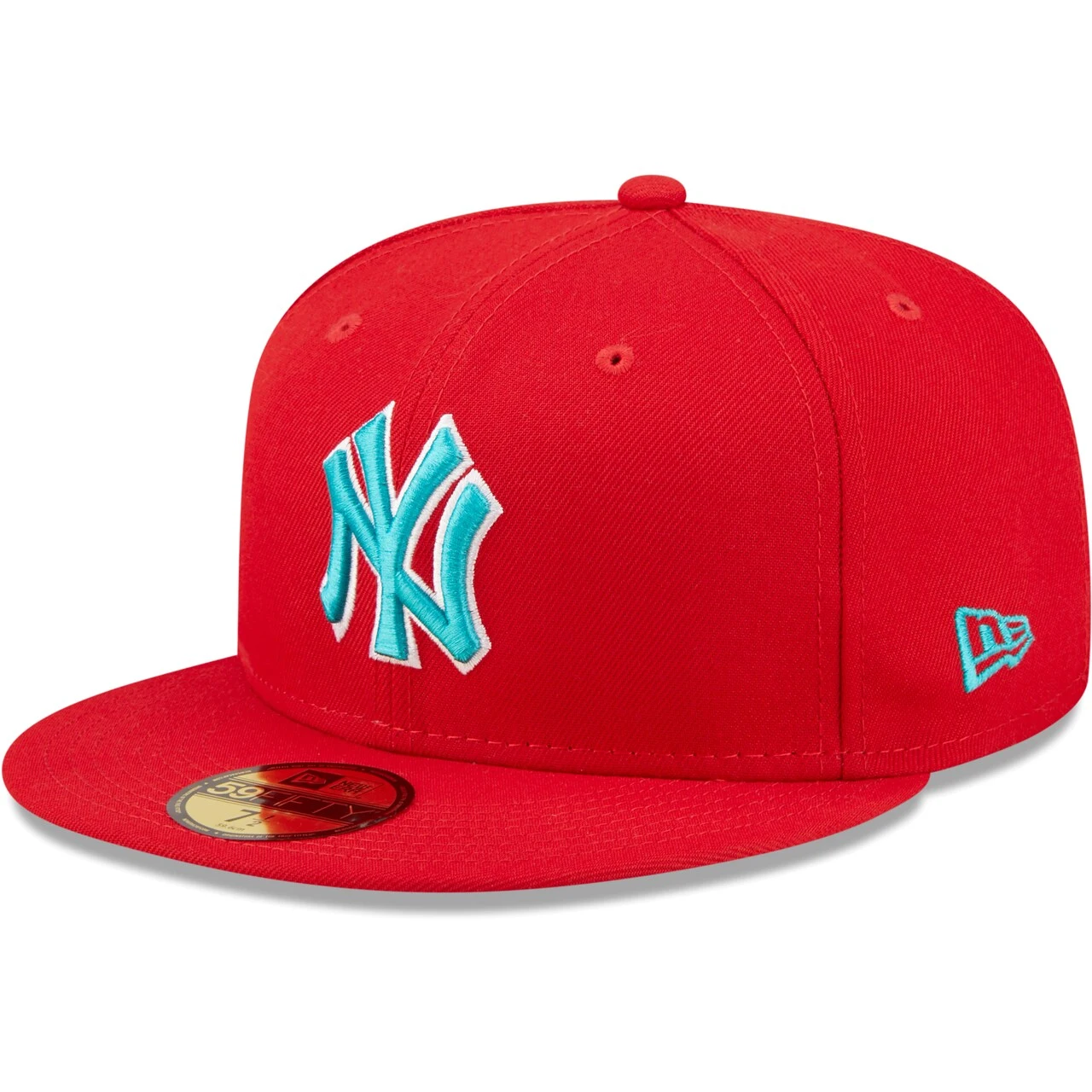 Men's New York Yankees New Era Scarlet 1999 World Series Teal Undervisor 59FIFTY Fitted Hat 5 Men's New York Yankees New Era Scarlet 1999 World Series Teal Undervisor 59FIFTY Fitted Hat - Image 3