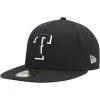 Men's Texas Rangers New Era Black On Black Dub 59FIFTY Fitted Hat