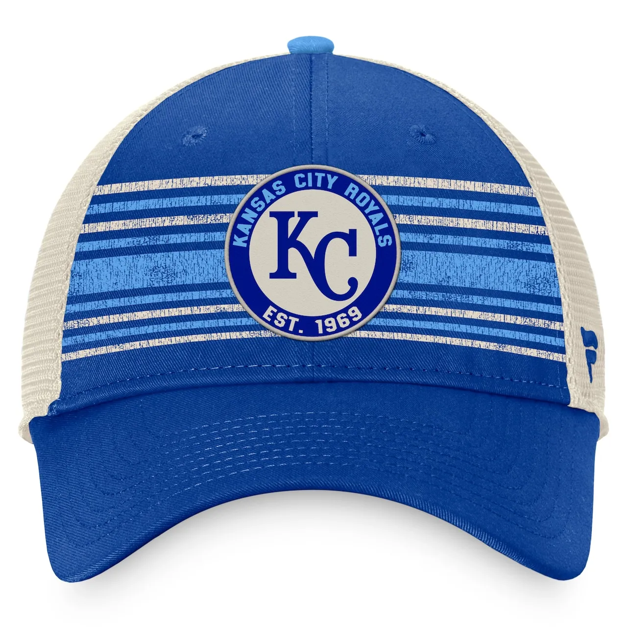 Men's Kansas City Royals Fanatics Branded Royal/Natural True Classic Retro Striped Trucker Snapback Hat 4 Men's Kansas City Royals Fanatics Branded Royal/Natural True Classic Retro Striped Trucker Snapback Hat - Image 2