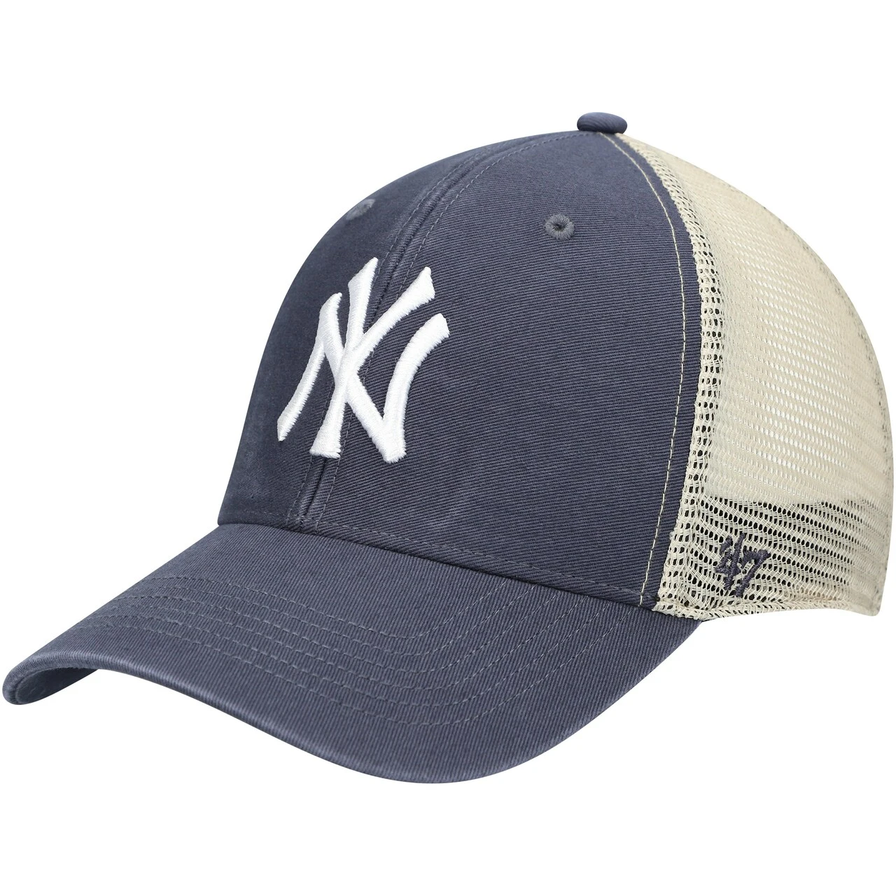 Men's New York Yankees '47 Navy/Natural Flagship Washed MVP Trucker Snapback Hat 3 Men's New York Yankees '47 Navy/Natural Flagship Washed MVP Trucker Snapback Hat