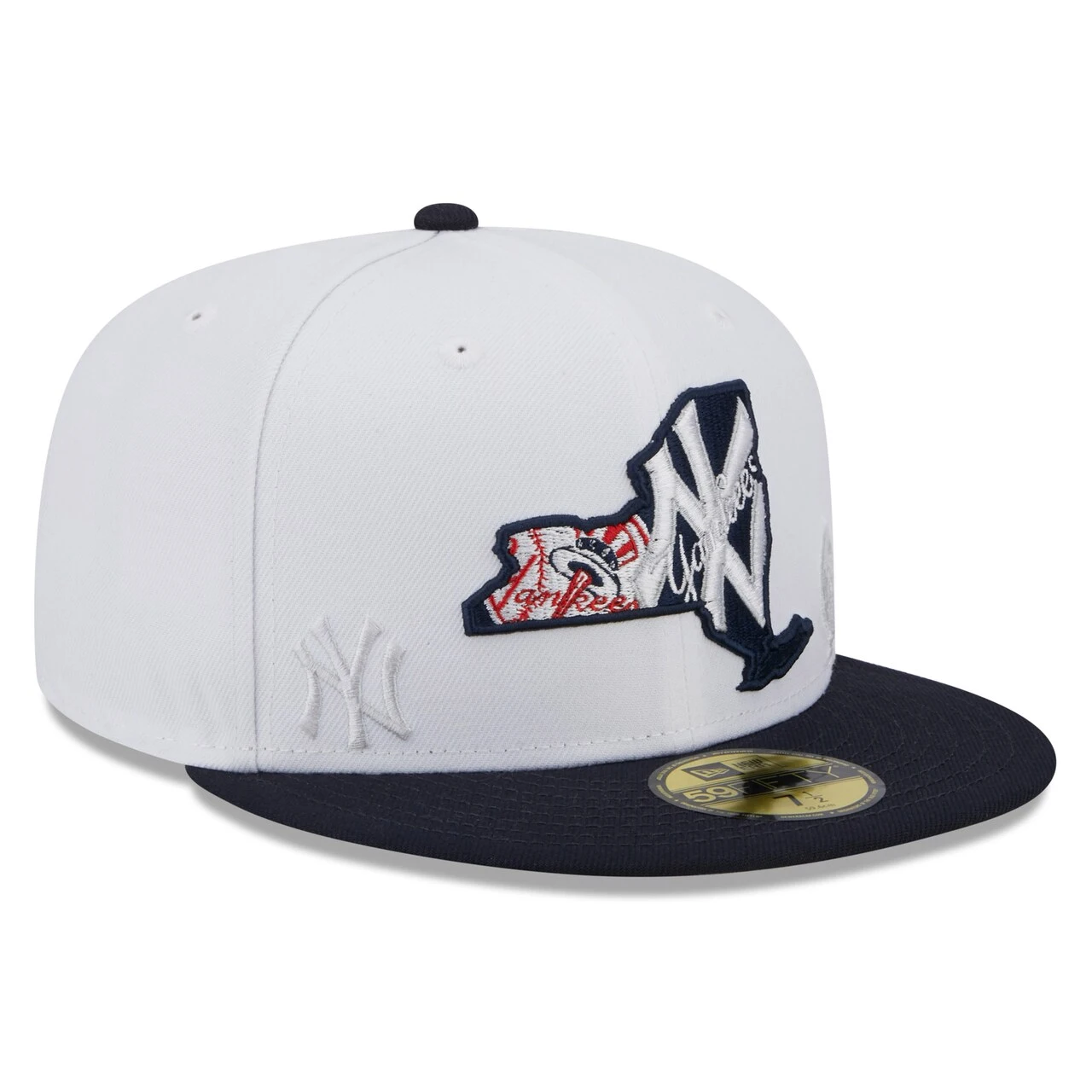 Men's New York Yankees New Era White/Navy State 59FIFTY Fitted Hat 5 Men's New York Yankees New Era White/Navy State 59FIFTY Fitted Hat - Image 3