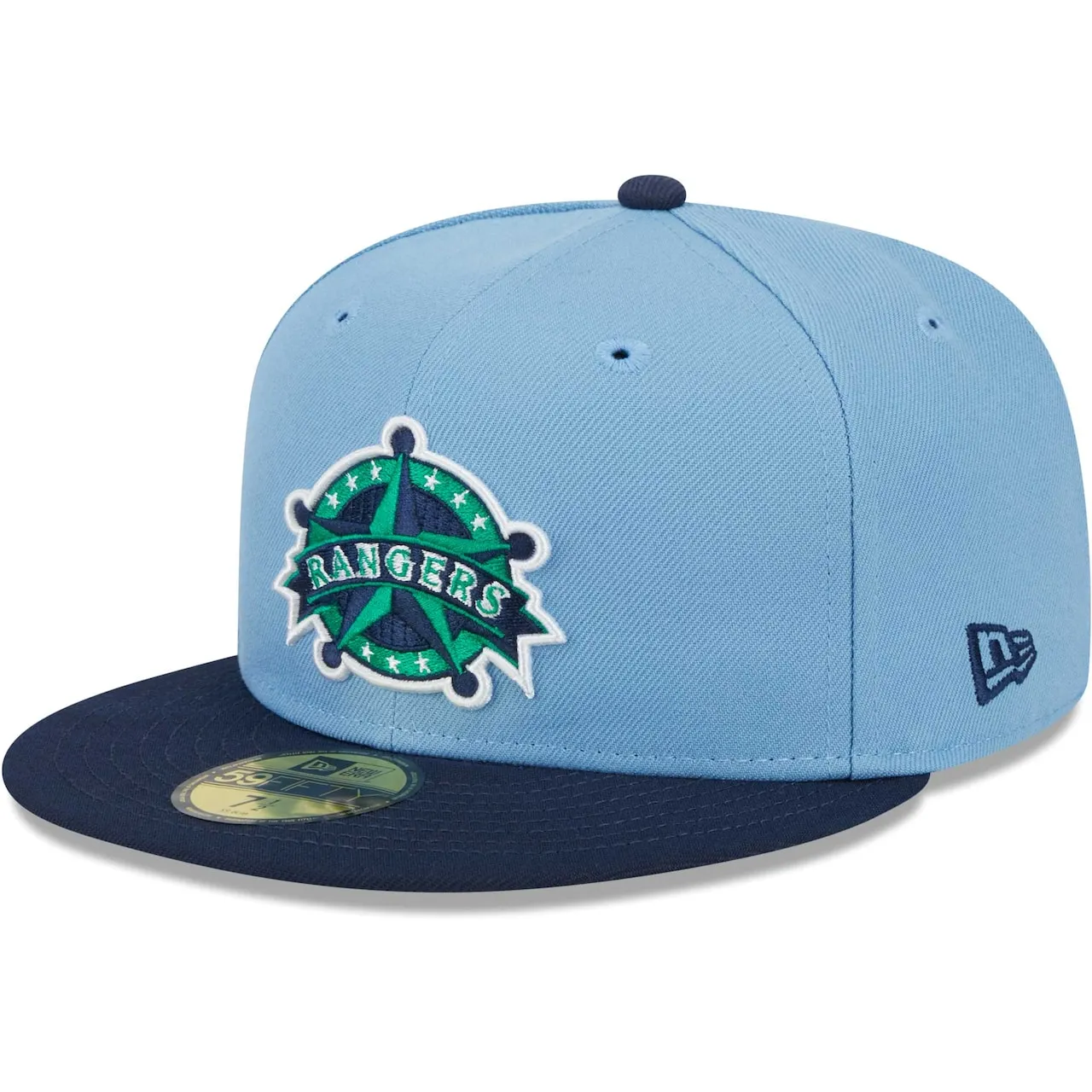 Men's Texas Rangers New Era Light Blue/Navy Green Undervisor 59FIFTY Fitted Hat 5 Men's Texas Rangers New Era Light Blue/Navy Green Undervisor 59FIFTY Fitted Hat - Image 3