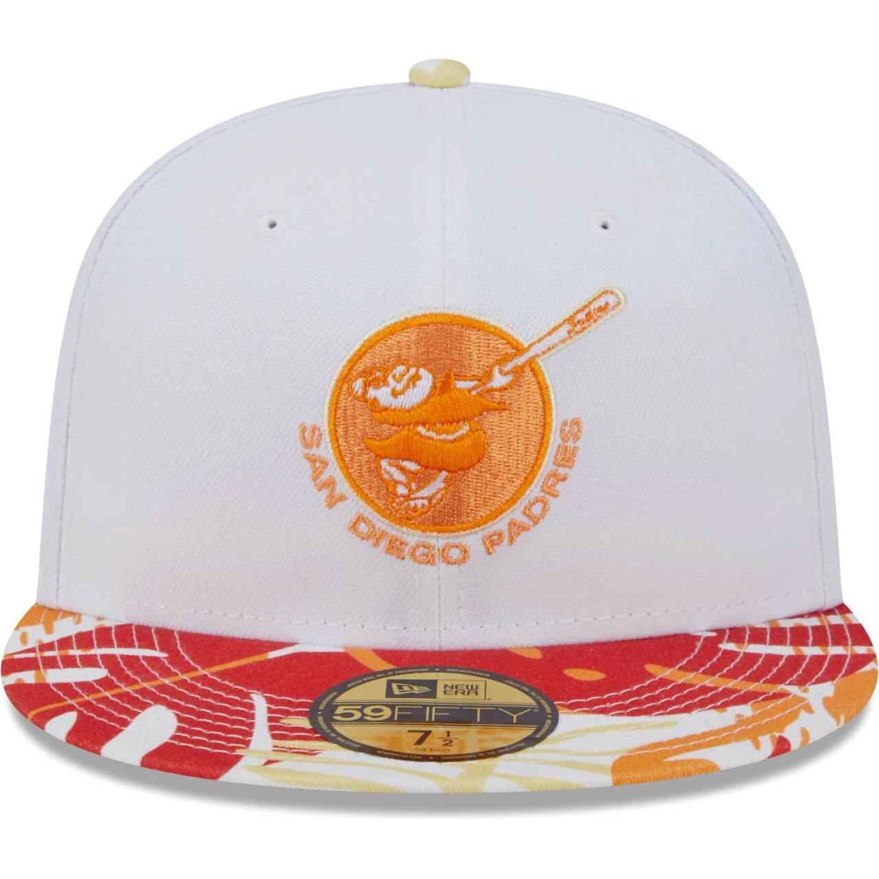 Men's San Diego Padres New Era White/Orange Flamingo 59FIFTY Fitted Hat 4 Men's San Diego Padres New Era White/Orange Flamingo 59FIFTY Fitted Hat - Image 2