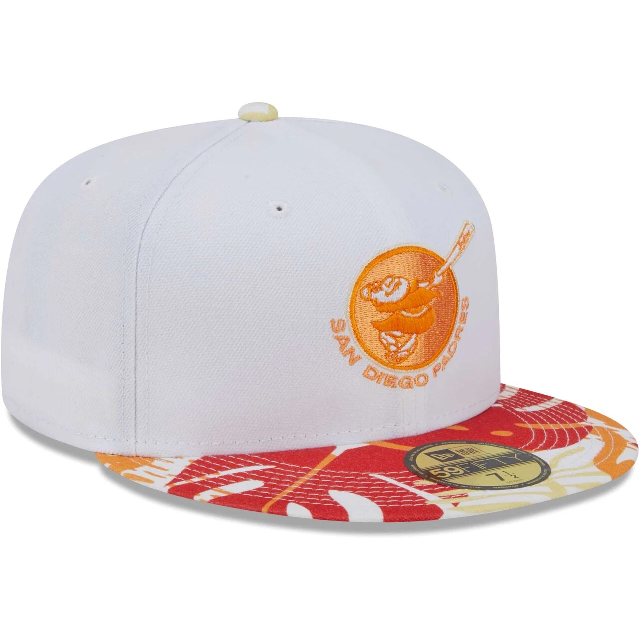 Men's San Diego Padres New Era White/Orange Flamingo 59FIFTY Fitted Hat 5 Men's San Diego Padres New Era White/Orange Flamingo 59FIFTY Fitted Hat - Image 3