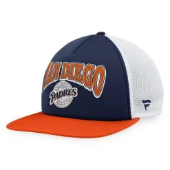 Men's San Diego Padres Fanatics Branded Navy/Orange Heritage Foam Front Trucker Snapback Hat