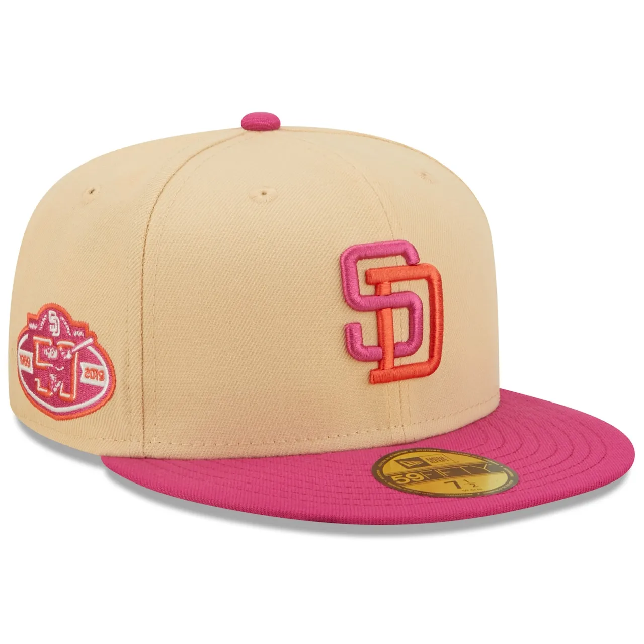 Men's San Diego Padres New Era Orange/Pink 50th Anniversary Mango Passion 59FIFTY Fitted Hat 3 Men's San Diego Padres New Era Orange/Pink 50th Anniversary Mango Passion 59FIFTY Fitted Hat