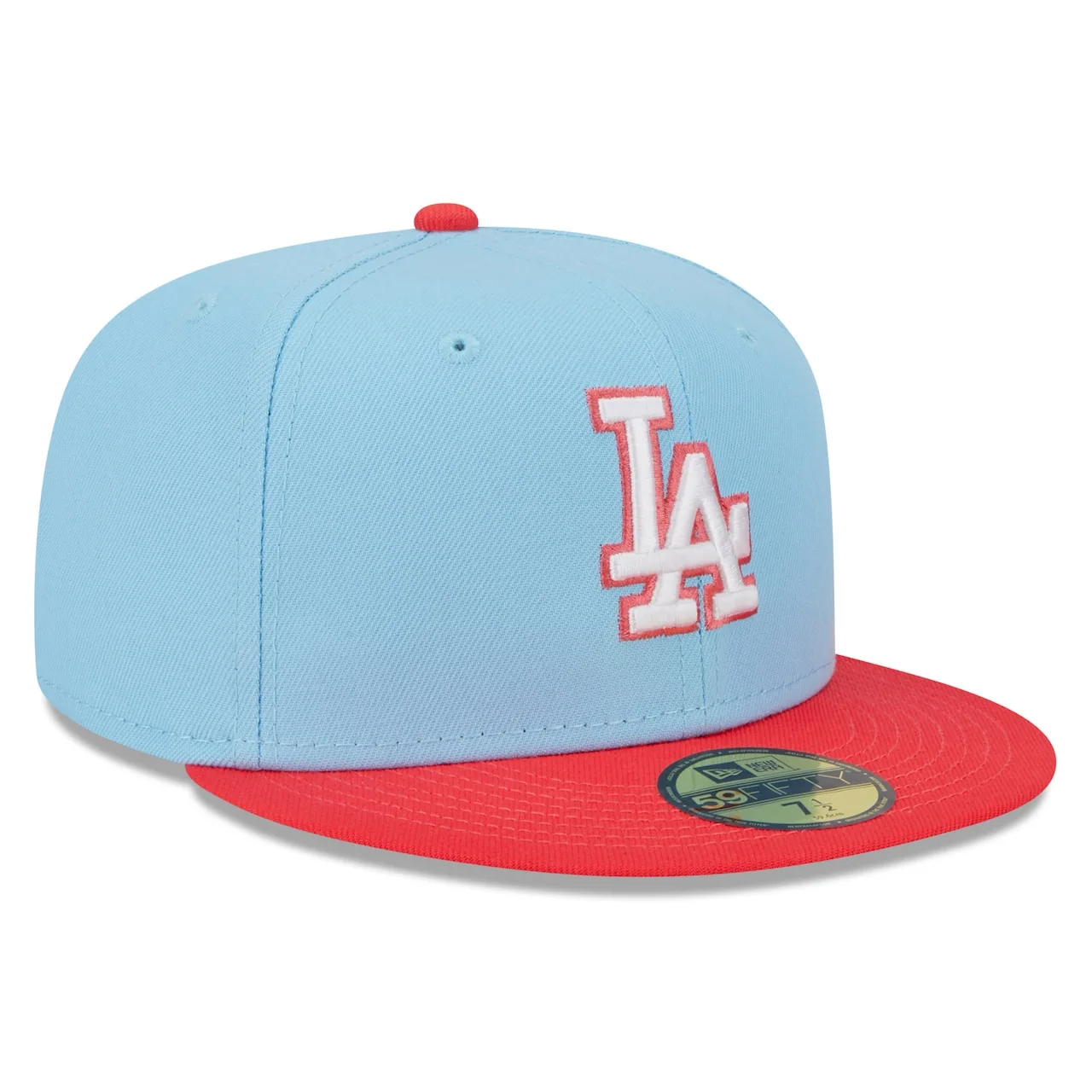Men's Los Angeles Dodgers New Era Light Blue/Red Spring Color Two-Tone 59FIFTY Fitted Hat 5 Men's Los Angeles Dodgers New Era Light Blue/Red Spring Color Two-Tone 59FIFTY Fitted Hat - Image 3