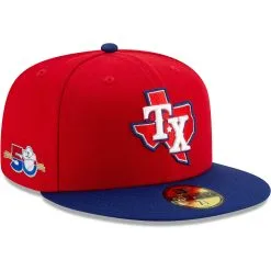 Men's Texas Rangers New Era Red/Royal 50th Anniversary Authentic Collection On-Field 59FIFTY Fitted Hat