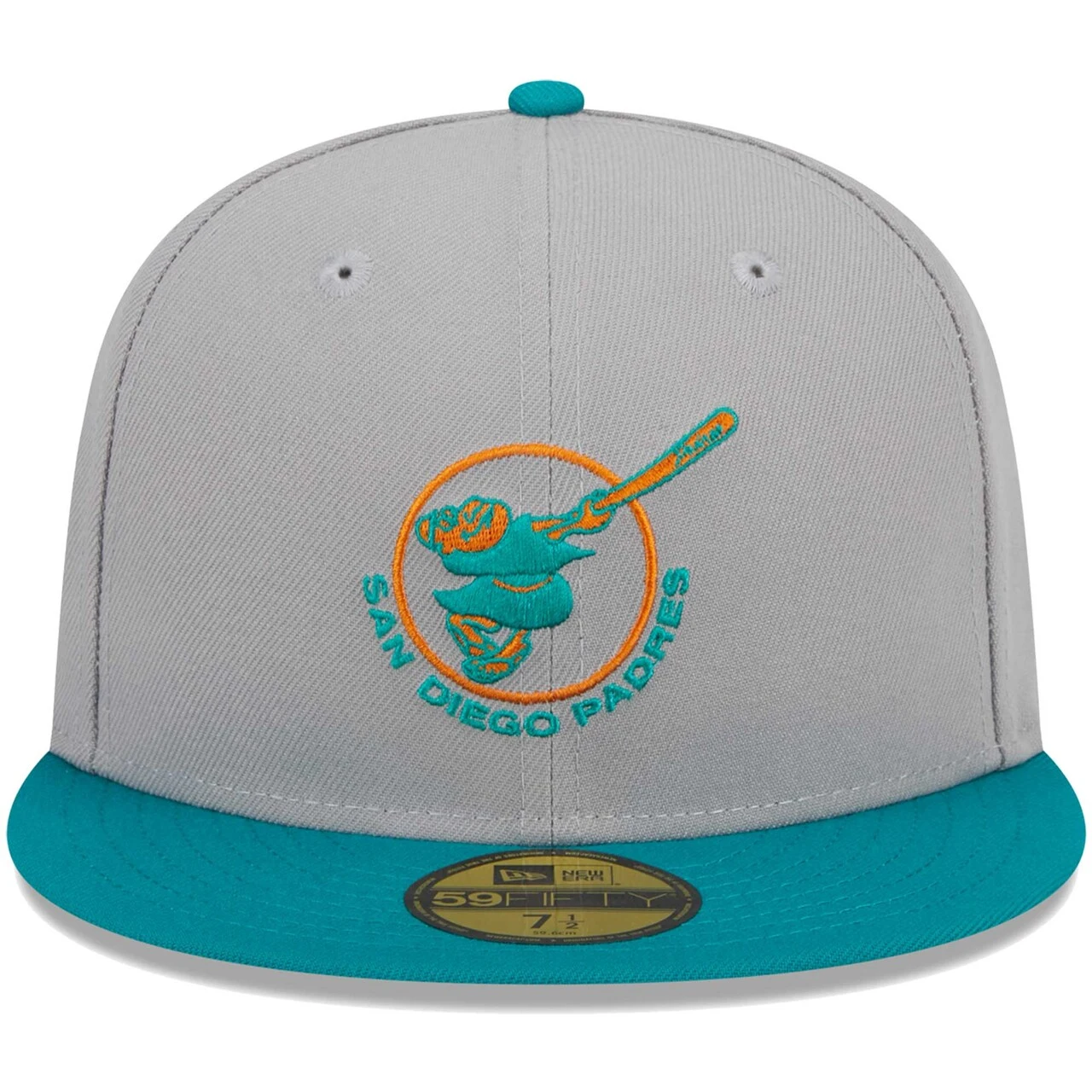 Men's San Diego Padres New Era Gray/Teal 59FIFTY Fitted Hat 4 Men's San Diego Padres New Era Gray/Teal 59FIFTY Fitted Hat - Image 2