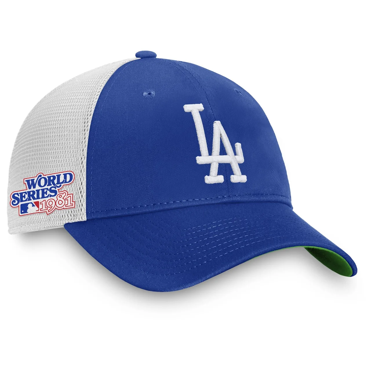Men's Los Angeles Dodgers Fanatics Branded Royal/White 1981 World Series Patch Team Trucker Snapback Hat 3 Men's Los Angeles Dodgers Fanatics Branded Royal/White 1981 World Series Patch Team Trucker Snapback Hat