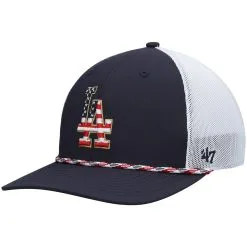 Men's Los Angeles Dodgers '47 Navy/White Flag Fill Trucker Snapback Hat