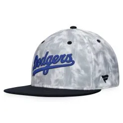 Men's Los Angeles Dodgers Fanatics Branded Black/White Smoke Dye Fitted Hat