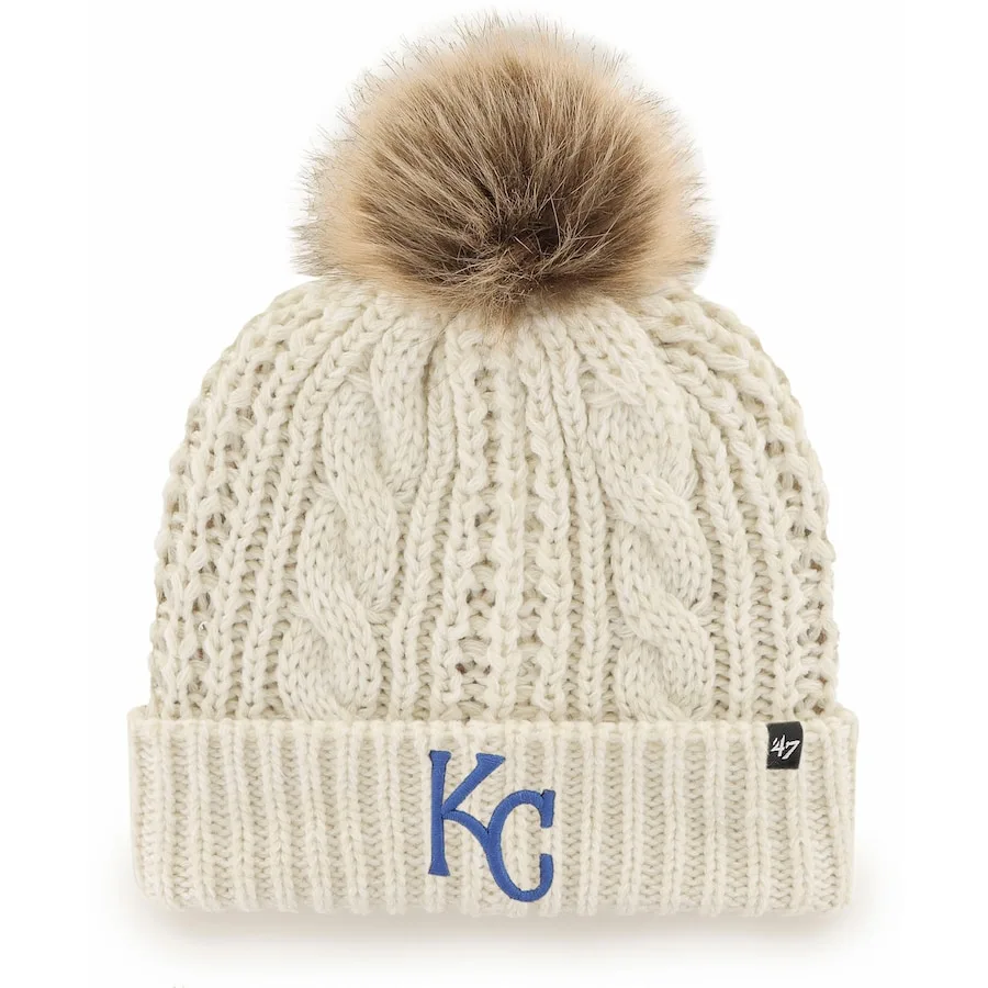 Women's Kansas City Royals '47 Cream Meeko Cuffed Knit Hat With Pom 3 Women's Kansas City Royals '47 Cream Meeko Cuffed Knit Hat With Pom