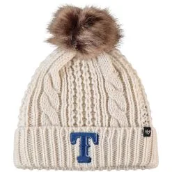Women's Texas Rangers '47 Cream Meeko Cuffed Knit Hat With Pom