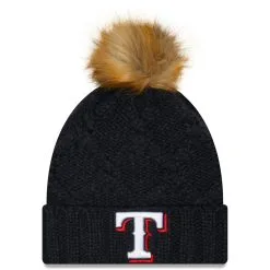Women's Texas Rangers New Era Navy Luxe Cuffed Knit Hat With Pom