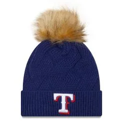 Women's Texas Rangers New Era Royal Snowy Cuffed Knit Hat With Pom