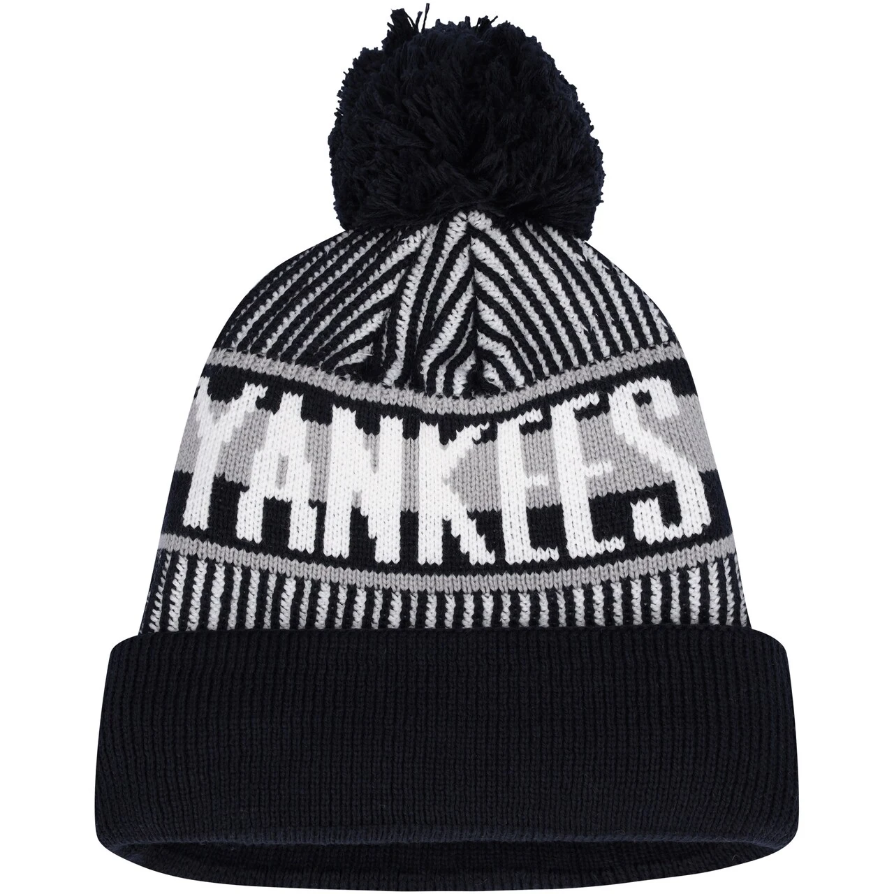 Youth New York Yankees New Era Navy Striped Cuffed Knit Hat With Pom 4 Youth New York Yankees New Era Navy Striped Cuffed Knit Hat With Pom - Image 2